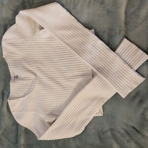 Brandy Melville White Ribbed Long Sleeve Crop Top S